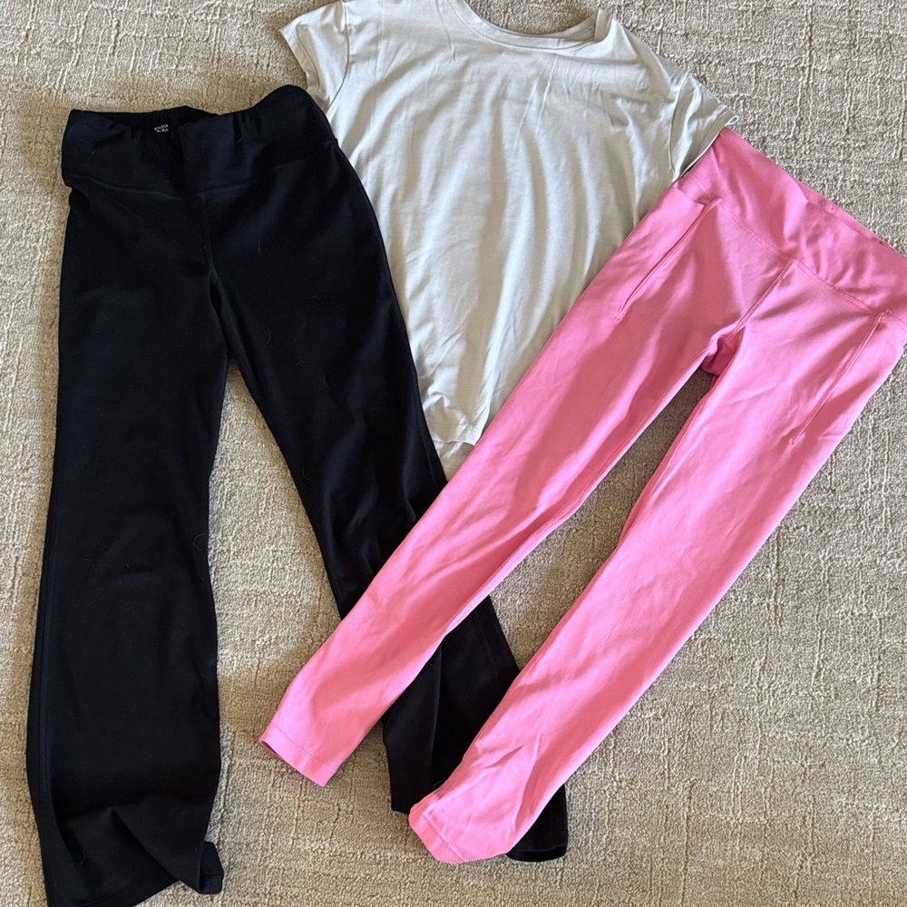 Trio of Athleta Girl Kids Leggings and Tee
